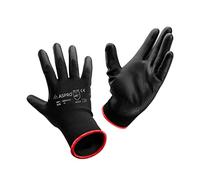 ASPRO 20 Paia di Guanti da Lavoro e da Giardinaggio - rivestimento in poliuretano nylon nero guanti da muratore, giardiniere, meccanico, saldatore, elettricista ecc Taglia 11 (XXL)