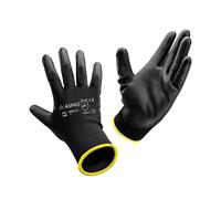 ASPRO 20 Paia di Guanti da Lavoro e da Giardinaggio - rivestimento in poliuretano nylon nero guanti da muratore, giardiniere, meccanico, saldatore, elettricista ecc Taglia 7 (S)