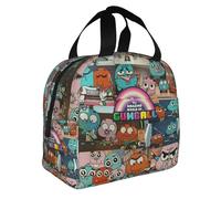 AsqLdQM Borsa termica per il pranzo, motivo: The Amazing World of Gumball, riutilizzabile, per picnic, spiaggia, pesca, lavoro, picnic