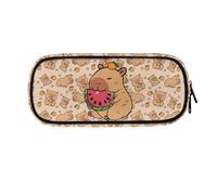 ASQVTIFE Astuccio per la scuola, per ragazze e ragazzi, grande capacità, con scomparti, organizer da scrivania, Anguria Capibara, L8.8x W1.7x H4.1inches, Anguria Capibara