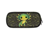 ASQVTIFE Astuccio per la scuola, per ragazze e ragazzi, grande capacità, con scomparti, organizer da scrivania, Axolotl Verde, L8.8x W1.7x H4.1inches, Axolotl Notte stellata