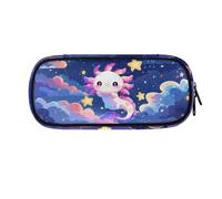 ASQVTIFE Astuccio per la scuola, per ragazze e ragazzi, grande capacità, con scomparti, organizer da scrivania, Axolotl Notte stellata, L8.8x W1.7x H4.1inches, Axolotl Notte stellata