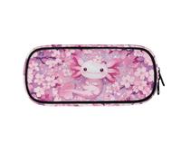ASQVTIFE Astuccio per la scuola, per ragazze e ragazzi, grande capacità, con scomparti, organizer da scrivania, Axolotl Cherry Blossom, L8.8x W1.7x H4.1inches, Axolotl Cherry Blossom