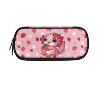 ASQVTIFE Astuccio per matite per bambini, astuccio con scomparti, astuccio per matite e penne, Axolotl Cuore, L8.8x W1.7x H4.1inches, Con tasca per il