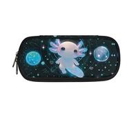 ASQVTIFE Astuccio per matite per bambini, astuccio con scomparti, astuccio per matite e penne, Spazio Axolotl, L8.8x W1.7x H4.1inches, Con tasca per il