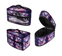 ASQVTIFE Borsa di immagazzinaggio del ferro della farfalla viola con la maniglia della cassa di viaggio con cerniera accessori di ferro custodia per il trasporto portatile della farfalla