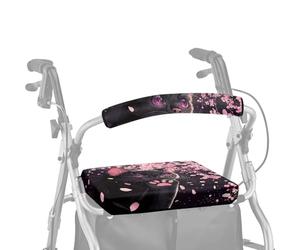 ASQVTIFE Cherry Blossoms Drive Rollator Walker con sedile parti di ricambio universale nero Cat Rollator Walker Seat e schienale, per deambulatori deambulatori coperture per maniglie per deambulatori