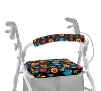 ASQVTIFE Colorato Hippie Lotus Walkers per Anziani con Set di Coprisedili Deambulatore Deambulatore Sedile e Schienale Coperture per Anziani in Vita Assistita Copertura Maniglia per Walker Accessori
