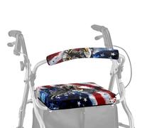 ASQVTIFE Coprisedile con bandiera americana Eagle Walker per sedile e schienale Walker con bracciolo decorazioni 4 luglio deambulatore con accessori per sedile Roll Bar Cover per Walker