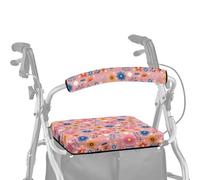 ASQVTIFE Coprisedile per deambulatore e deambulatore con fiori rosa, per deambulatori da donna, copertura morbida antipolvere per anziani in vita assistita, 2 pezzi