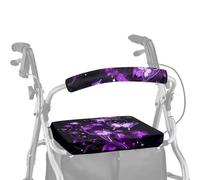 ASQVTIFE Coprisedile universale per deambulatore e deambulatore con farfalla viola, per deambulatore e schienale, copertura morbida antipolvere per anziani in vita assistita, 2 pezzi