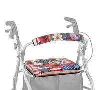 ASQVTIFE Coprisedili per deambulatori con bandiera americana per deambulatore con sedile 4 luglio, decorazione morbida antipolvere per anziani in vita assistita, 2 pezzi