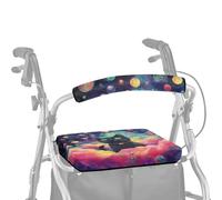 ASQVTIFE Coprisedili per deambulatori per anziani con gatto nero Starry Night Black Cat Walker Covers per sedile e schienale, copertura morbida antipolvere per anziani in vita assistita, 2 pezzi