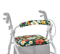 ASQVTIFE Set di coprisedili e schienali per deambulatori da donna, motivo fiori di gigli e margherite, coprischienale e coprischienale, per anziani in vita assistita