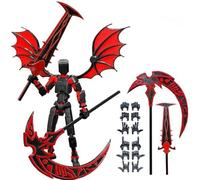 ASQzhuLIWing Action figure articolata T13 con 4 armi e 6 set di mani, robot multi-articolazione, regalo decorativo da scrivania (rosso e nero)