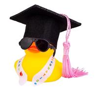 ASQzhuLIWing Paperelle di Gomma Rubber Duck Regalo Laurea con Diploma e Cappello mini paperelle Occhiali da sole Regali Dr Duck per la Laurea Regalo di Esame Superato (nero-nero)