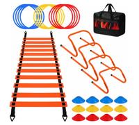 AsrMyjcx Kit di Training Sportivo con per Agilità E Cerchi per Esercizi di Footwork con Dischi Segnaposto per Percorsi Adatto per Scuola E attività Ricreative, Arancione