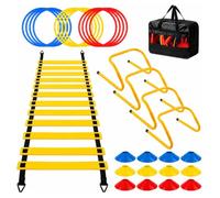 AsrMyjcx Kit di Training Sportivo con per Agilità E Cerchi per Esercizi di Footwork con Dischi Segnaposto per Percorsi Adatto per Scuola E attività Ricreative, Giallo