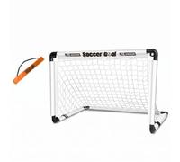 AsrMyjcx Porta da Calcio per Bambini Portatile con Struttura Stabile Materiale Durevole Borsa di Stoccaggio E Picchetti per Fissare Adatta a Praticare Passaggi, Bianco, Grande 120x80x80cm