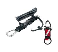 AsrMyjcx Scuba Diving Lanyard Cinghia Estensibile in Tessuto E Acciaio Inox Gancio Sgancio Rapido Moschettone a Spirale Resistente Multifunzione Adatto per Acc, Nero
