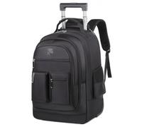 AsrMyjcx Trolley Zaino Professionale per Notebook in Oxford con Ruote Lisce E Maniglia Superiore Adatto per Pendolarismo E Viaggi di Affari, Nero