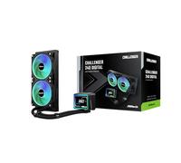 ASRock Challenger 240 Digital All-in-One Liquid CPU Cooler, radiatore 240 mm, display digitale intelligente da 3 pollici, illuminazione ARGB, modalità 0 dB, garanzia 6 anni