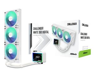 ASRock CPC Challenger 360 Digital ARGB 90-ACLA36-WAAGA6 CPU-Radiatore ? 360?mm ? ARGB ? Triple-Fan ? Bianco - Nouvo