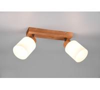 ASSAM BARRA 2 SPOTS BASE LEGNO CON VETRI BIANCHI L. 30CM ATTACCO E14