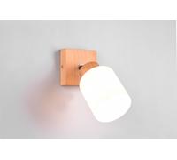 ASSAM SPOT SINGOLO BASE LEGNO CON VETRO BIANCO H. 21CM ATTACCO E14