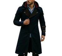 Assassin's Creed Unity Arno Dorian Victor con cappuccio staccabile Costume Cosplay Blu Denim Mantello Trench Coat, Trench Denim Blu, S
