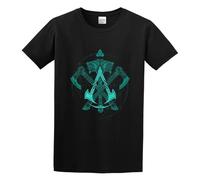 Assassins Creed Valhalla Weapons of Fear Premium Tee da uomo girocollo in cotone nero, Nero , L
