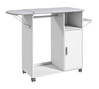 Asse da Stiro con Mobile 107x42,5x99 cm con Piano d’Appoggio e 3 Ripiani Bianco