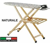 ASSE DA STIRO LADY 1.20 X 35 CM IN LEGNO CON PIANO FORATO NATURALE O NOCE + COP