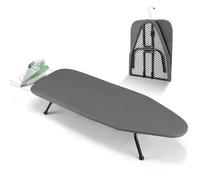 Asse da Stiro Pieghevole con Gancio, Piccolo Asse da Stiro con Spessa Fodera Imbottita, 81×31 cm, Asse da Stiro da Tavolo con Rivestimento Resistente al Calore, Tavolo da Stiro da Viaggio Grigio