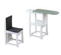 Asse da stiro - sedia SINFONIA, asse da stiro trasformabile con piano di lavoro 81 x 35 cm e portaferro, seduta 40x35 cm, cuscino con schienale incluso, Colore Bianco