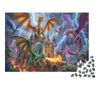 Assedio al Castello del Drago Puzzle in Legno 1000 Pezzi Adulti E Ragazzi,Legno,Idea Regalo,Gioco Educativo,Sfida Impossibile,Decorazione Casa,dai 14 Anni,Antistress (75x50cm)