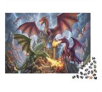 Assedio al Castello del Drago Puzzle in Legno 500 Pezzi Adulti E Ragazzi,Sfida Impossibile,Gioco Educativo,dai 14 Anni,Decorazione Casa,Idea Regalo,Legno,Antistress (52x38cm)