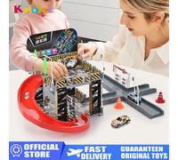 Assemblaggio fai-da-te Città Parcheggio Costruzione con 3 Auto in lega casuali Scena Set di giocattoli Pista Slideway Giocare a casa Giocattoli Regali per i bambini