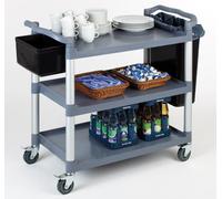 APS SERVIER/Trasporto Macchina Circa 108 x 50 cm, Altezza 96 cm in Polipropilene, Colore Grigio Alluminio, 3 Ripiani