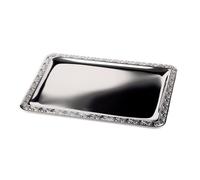 APS Vassoio SCHÖNER ESSEN – Acciaio inossidabile, bordo decorato, 63,5 x 44,5 cm, rettangolare
