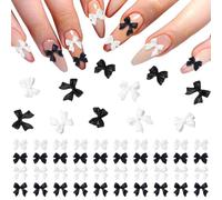 Assichi per chiodi, adesivi per unghie a fiocco, Cristallo per nail art, fascino per chiodo a fiocco 200 pcs chiodo a fiocco gemme per arco per unghie graziose gemme per unghie in bianco e nero