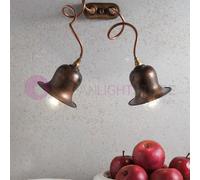 ASSISI Lampada da Parete Applique Rustico 2 Luci Ottone Anticato