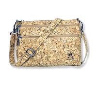 Assisi Style Borsa a tracolla vegana in sughero con 4 scomparti con cerniera, borsa a tracolla leggera naturale da donna, Marrone, Medium