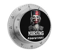 Assistente infermieristico, timer da cucina a carica manuale da 60 minuti con bandiera degli Stati Uniti, strumento di gestione del tempo meccanico visivo per cucinare