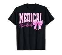 Assistente medico floreale Toile rosa acquerello Coquette Bow Maglietta