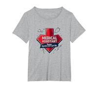 Assistente Medico: Titolo di Lavoro del Supereroe Funny Healthcare Maglietta, Donna Plus-Size, Grigio Melange, 1X