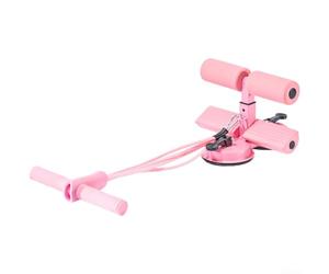 Assistente per addominali a doppia ventosa con corda regolabile, attrezzatura portatile per allenamento addominali per palestra a casa, antiscivolo in silicone per esercizi di base, grigio (rosa)