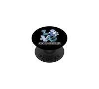 Assistente sociale amore pupazzo di neve divertente inverno stagione Natale PopSockets PopGrip Adesivo