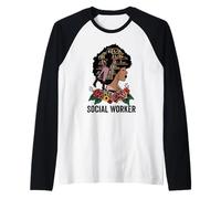 Assistente Sociale Donna Nera Afro Americano Insegnante Maglia con Maniche Raglan