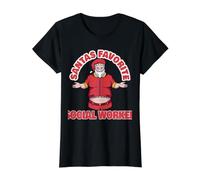 Assistente Sociale Preferito di Babbo Natale - Assistente Sociale Divertente Maglietta con Stampa Grafica Economica, Donna, Nero, S